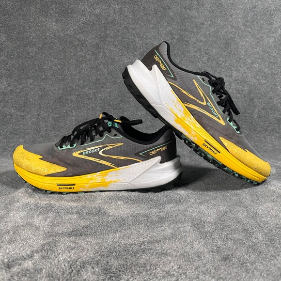 Brooks Catamount 3 Trail Running Shoes Men Size 9.5D Medium Gray Yellow Sneaker - Picture 9 of 12